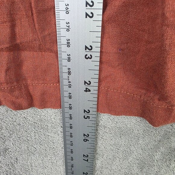 Womens Ana Rust Linen Blend Collared Hi Lo Shirt Short Sleeve Button Up Size XXL - Picture 6 of 7